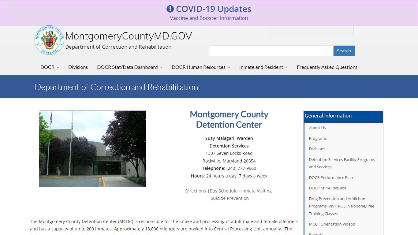 Montgomery County Detention Center (MCDC) - Seven Locks ...